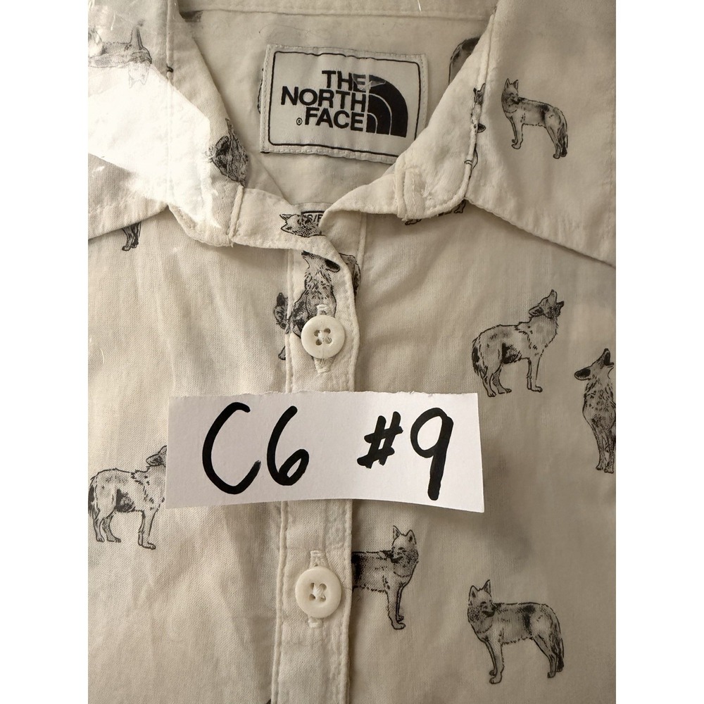 The North Face women Shirt All Over Print Wolves Wolf Nature SZ-S organic cotton - Picture 16 of 16